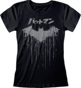 DC Comics Batman Dames Tshirt -L- Distressed Japanese Logo Zwart