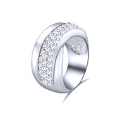 Quiges - 925 Zilveren Ring Klassiek Tulband Solitair met Zirkonia Kristal - QSR08816