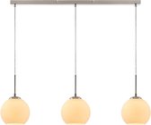 Lindby - Slimme hanglamp - RGB - met dimmer - 3 lichts - glas, metaal - E27 - wit, gesatineerd nikkel - Inclusief lichtbronnen
