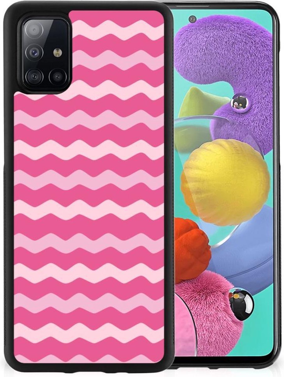Back Cover voor Samsung Galaxy A51 Bumper Case Waves Pink
