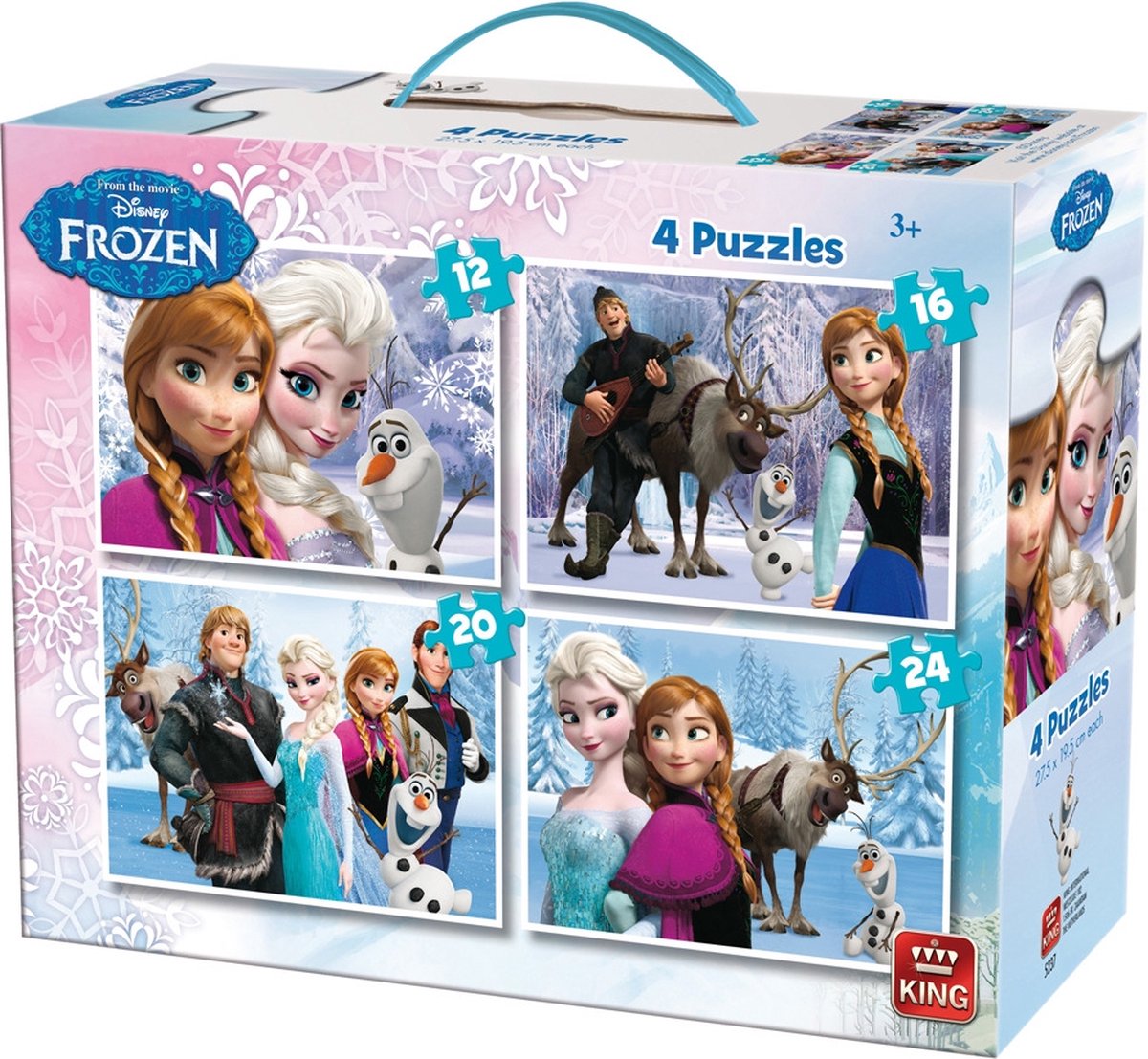 kruis Kostuum Beter Disney Frozen Puzzel - 4-in-1 koffer - 12, 16, 20 & 24 stukjes | bol.com