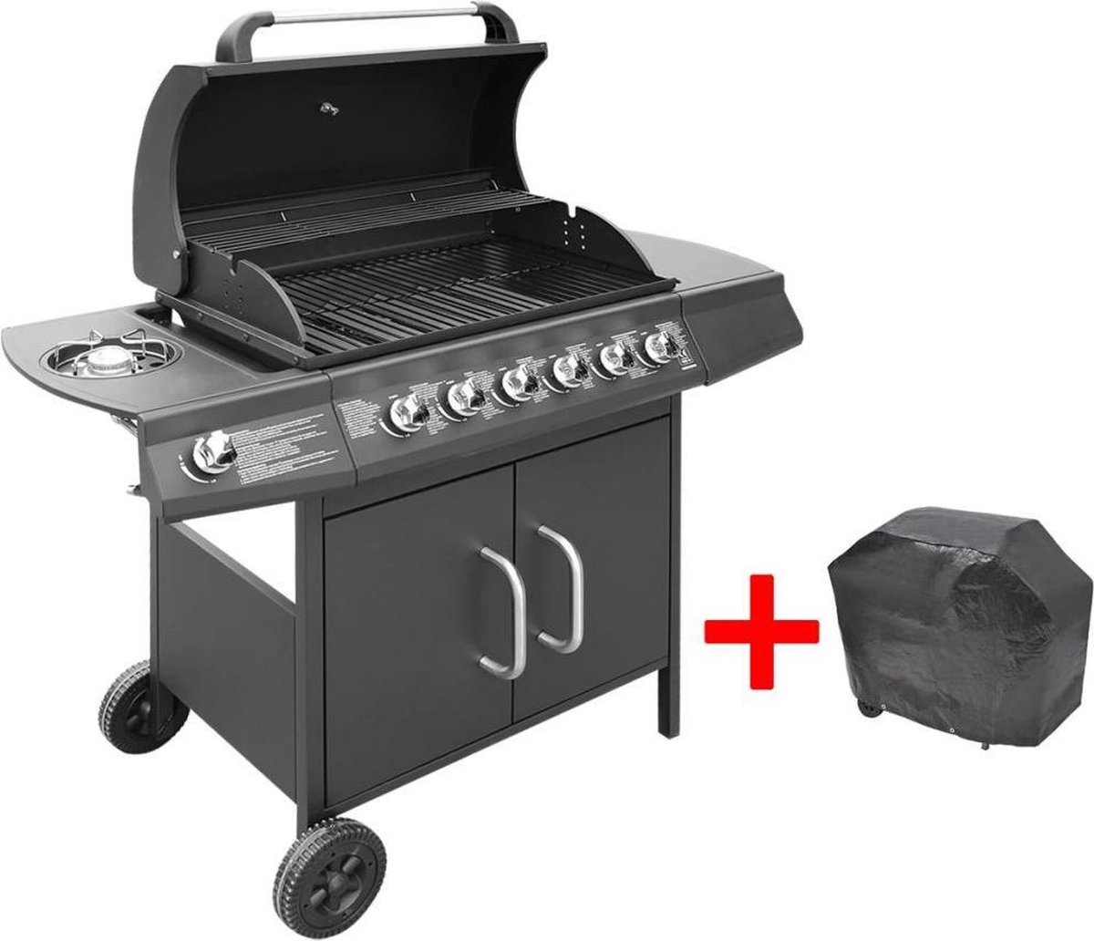Bol.com vidaXL Gasbarbecue 6+1 kookzone zwart aanbieding