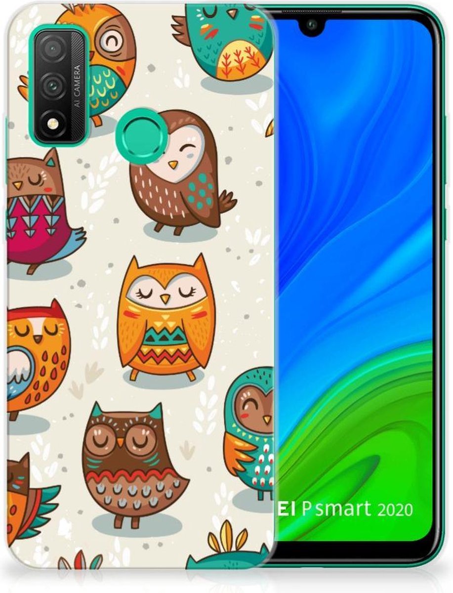 Huawei P Smart 2020 TPU Hoesje Vrolijke Uilen