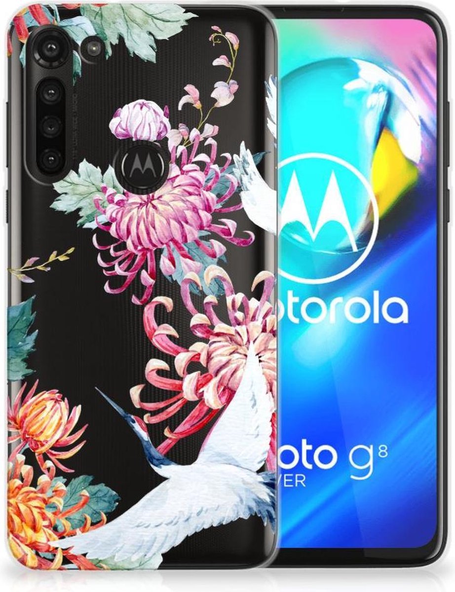 Motorola Moto G8 Power TPU Hoesje Bird Flowers
