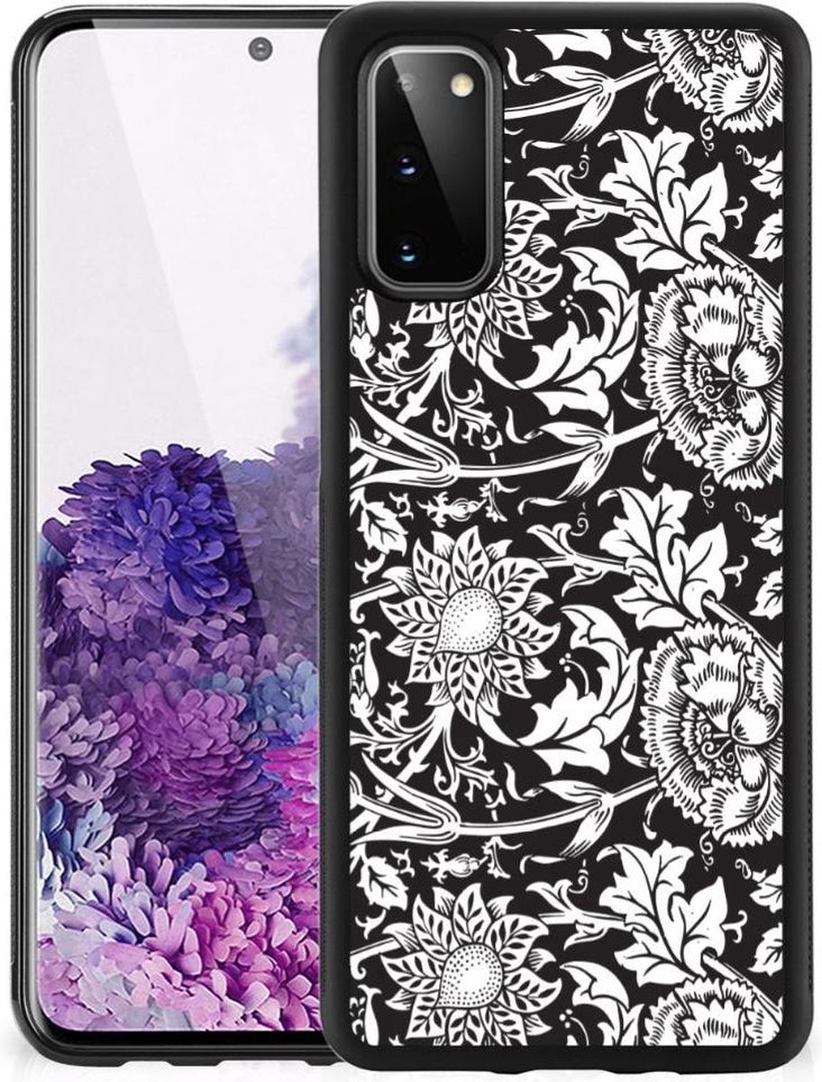 Samsung Galaxy S20 Skin Case Black Flowers