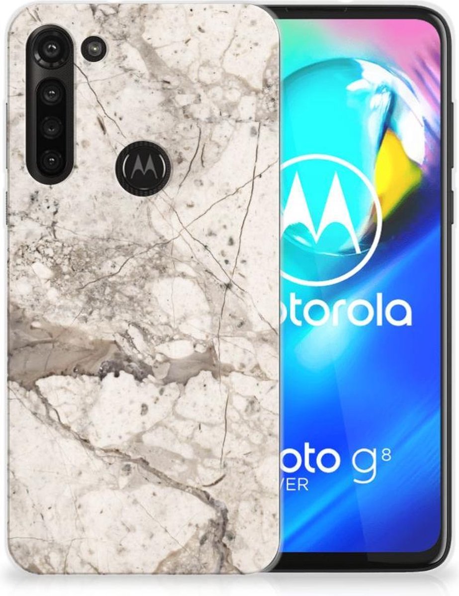 Motorola Moto G8 Power TPU Siliconen Hoesje Marmer Beige