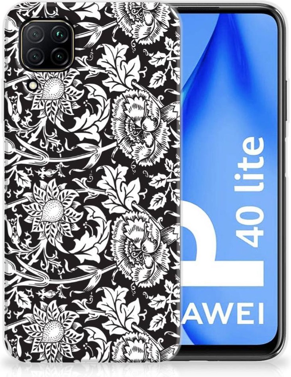 Huawei P40 Lite TPU Case Black Flowers