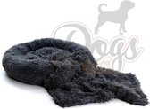 Fluffy Donut 70cm + Fluffy Deken 100x75cm - Fluffy Combinatie - Hondenmand - Hondendeken - Fluffy - Antra - Maat M - Dogs&Co
