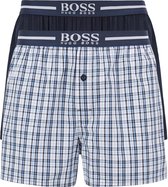 HUGO BOSS boxershorts woven (2-pack) - heren boxers wijd model - navy blauw en geruit - Maat: L