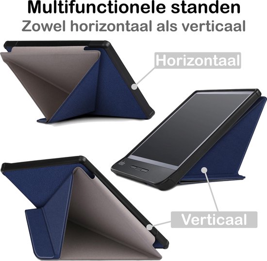 Hoesje Geschikt voor Kobo Libra H2O Hoesje Luxe Bescherm Case Trifold - Hoes Geschikt voor Kobo Libra H2O Hoes Book Cover - Donkerblauw van Mr. Safe Guard — afbeelding 3