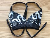 Triangel Bikini Top Eco | All Black + Wild Snakes | Omkeerbaar - XL (42)