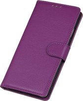 Huawei P40 Lite E Litchi Skin Leren Portemonnee Hoesje Paars
