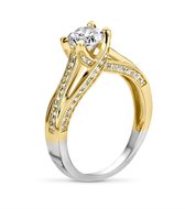 Silver Rose -R6347G-58-Ring -14 Karat verguld 925 Zilver gerodineerd -Cubic Zirkonia
