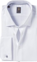 Jacques Britt overhemd - Como custom fit - dubbele manchet - satijnbinding - wit - Strijkvriendelijk - Boordmaat: 38