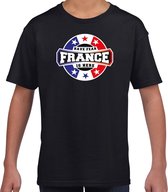 Have peur France is here t-shirt avec emblème étoile aux couleurs du drapeau français - noir - enfant - supporter de France / maillot de fan de l'équipe de France / championnat d'Europe / coupe du monde / vêtements M (134-140)