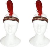 Set van 4x stuks indianen verkleed veren hoofdband voor volwassenen - Met klitteband