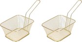 6x Gouden patat/snack serveermandjes/frituurmandjes 24 cm - Tafeldecoratie - Patat/snack serveren in een mandje