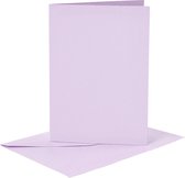 Kaarten en enveloppen, afmeting kaart 10,5x15 cm, afmeting envelop 11,5x16,5 cm, 120+210 gr, lichtpaars, 6 set/ 1 doos