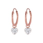 WeLoveSilver "Rose gold plated oorringen met kristallen hartje" 925 sterling zilver