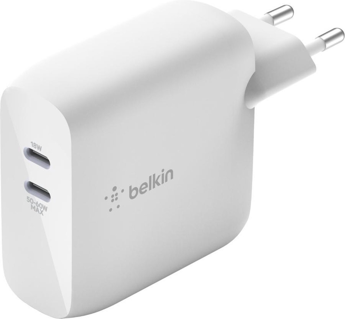 Belkin Dual USBC Oplader 63W GaN Snellader Wit