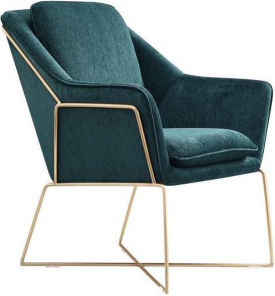 Design fauteuil Selena - Smaragd groen met gouden frame | bol.com
