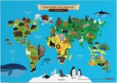 Educatieve poster (Posterpapier) - Topografie wereld land en water - 70 x 50 cm (B2)