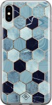 iPhone X/XS hoesje siliconen - Blue cubes | Apple iPhone Xs case | TPU backcover transparant