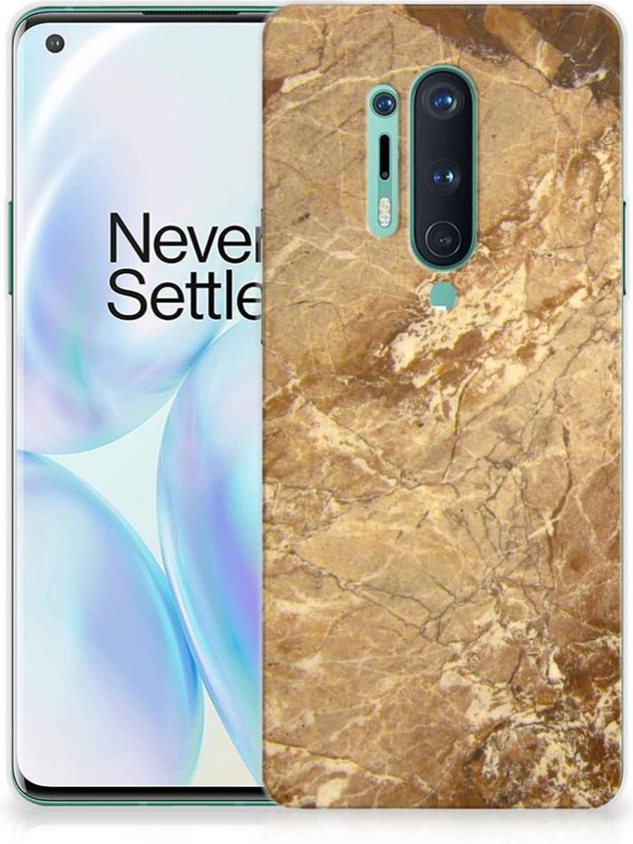 Back Cover voor OnePlus 8 Pro TPU Siliconen Hoesje Marmer Creme