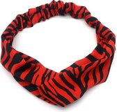 Haarband Twist Zebra Print Zwart Rood