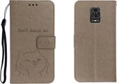 Voor Xiaomi Redmi Note 9 Pro horizontaal reliëf Shiba Inu lederen hoesje met portemonnee & kaartsleuf en houder (grijs)
