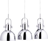 Relaxdays hanglamp met 3 lampenkappen - pendellamp 3-lichts - verstelbaar - plafondlicht - zilver