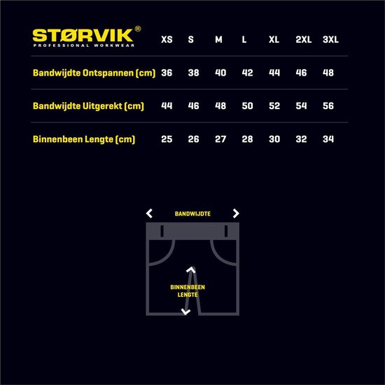 STØRVIK Job Pantalon de travail Court Homme - Taille S - Noir