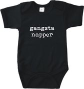 Rompertjes baby met tekst - Gangsta napper - Romper zwart - Maat 74/80