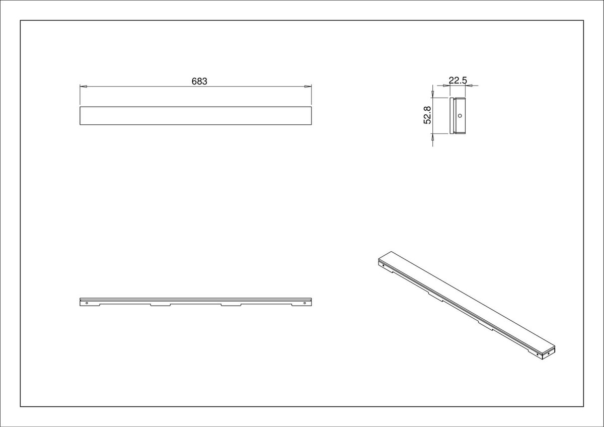 CityLine TopDesign Glasrooster Zwart voor douchegoot Lengte 70 cm