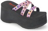 Demonia Slippers -40 shoes- FUNN-19 US 10 Zwart/Roze