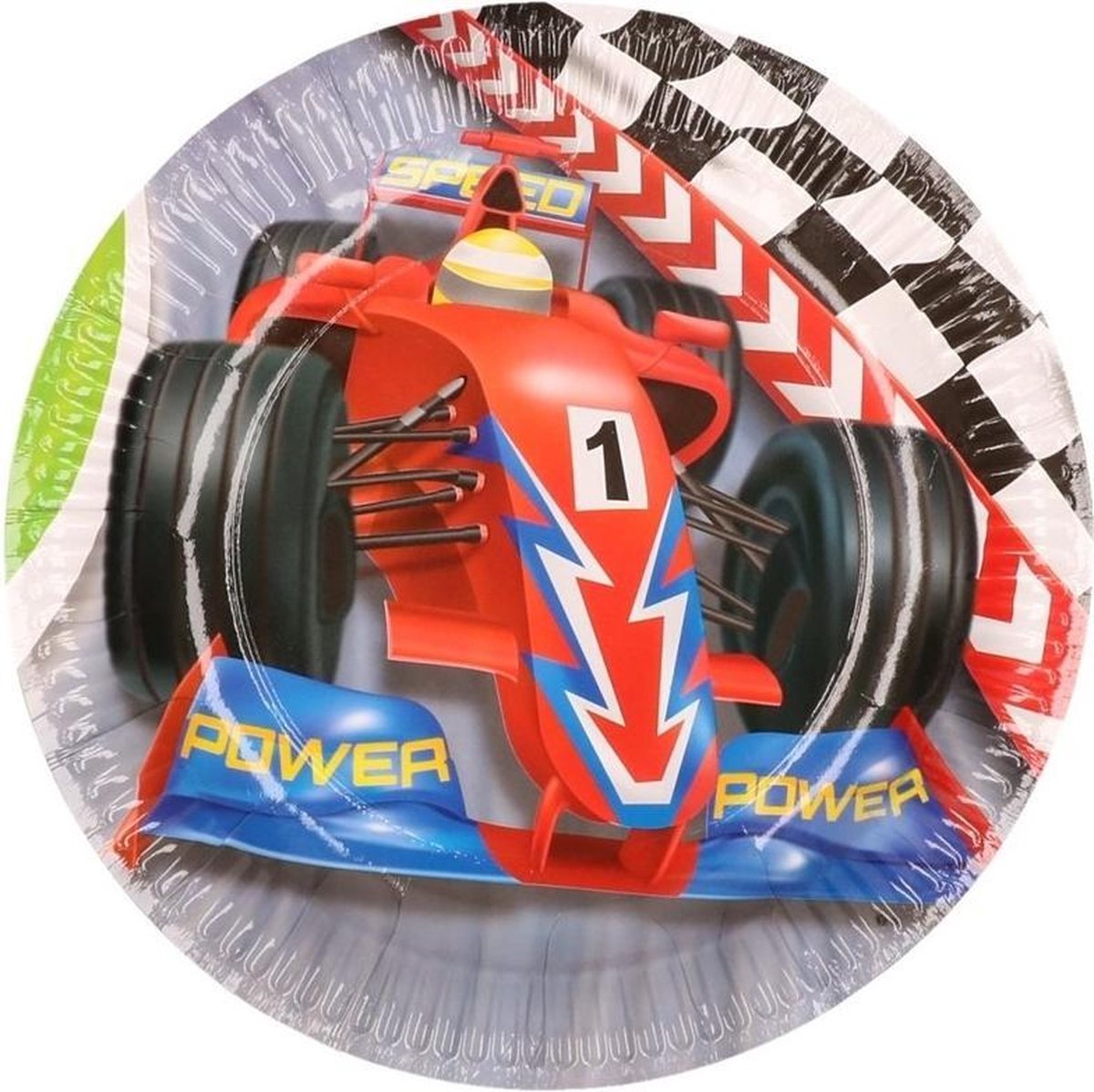 12x stuks Formule 1/Race thema kinderfeest bordjes 23 cm - Feestartikelen