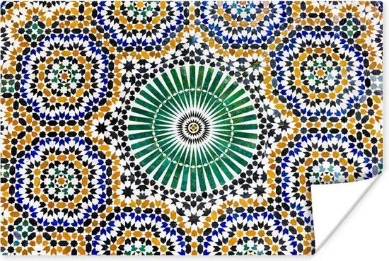Vel uitzetten impliciet Arabisch mozaïek met kleurrijke patronen Poster 180x120 cm - Foto print op  Poster... | bol.com