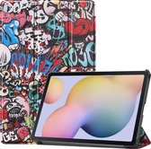 Case2go - Tablet Hoes geschikt voor Samsung Galaxy Tab S7 Hoes (2020) - Tri-Fold Book Case - Graffiti
