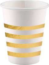 Feestbekers Karton Wit/goud 250 ml Stuks