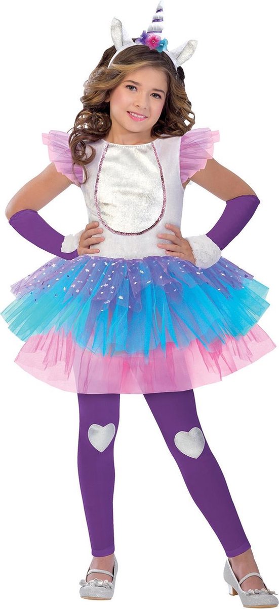 Amscan Verkleedpak Verkleedjurk Eenhoorn Unicorn Carnaval Meisjes Polyester 3-delig Maat 110-122 - 5 tot 7 jaar