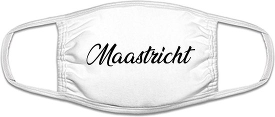 Maastricht mondkapje | gezichtsmasker | bescherming | bedrukt | logo | Wit mondmasker van katoen, uitwasbaar & herbruikbaar. Geschikt voor OV