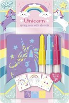 Totum Unicorn spraypens - 3 blaaspennen - sjablonen en 3 kleuren spray pens - knutselen met airbrush effect