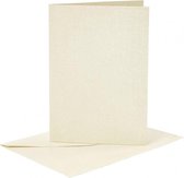 Kaarten en enveloppen, afmeting kaart 10,5x15 cm, afmeting envelop 11,5x16,5 cm, off-white, parelmoer, 4sets