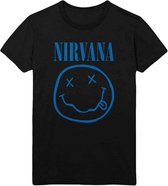 Nirvana Heren Tshirt -M- Blue Smiley Zwart