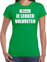 Kerst is: je lekker volvreten Kerst shirt / Kerst t-shirt groen voor dames - Kerstkleding / Christmas outfit XS