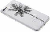 Hoesje Siliconen Geschikt voor iPhone SE (2022) / SE (2020) / 8 / 7 - Design Backcover siliconen - Zwart / Transparant / Palmtree