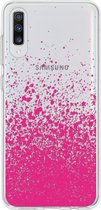 Hoesje Siliconen Geschikt voor Samsung Galaxy A70 - Design Backcover siliconen - Meerkleurig / Splatter Pink