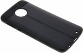 Lederen Backcover met stiksel Motorola Moto G6 Plus hoesje - Zwart