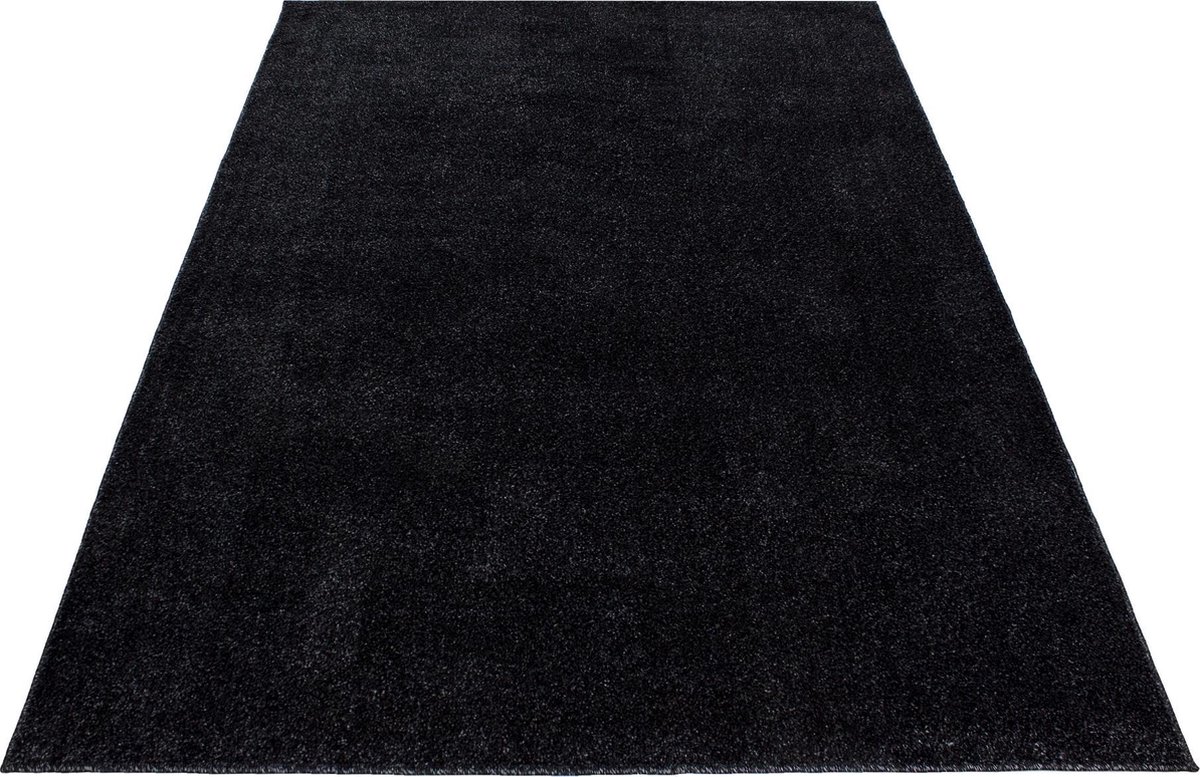 Kortpolig vloerkleed, effen kleur - antraciet, woonkamerkleed, vilten achterkant, afmeting: 120 cm x 170 cm