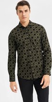 WE Fashion Heren slim fit overhemd met dessin van velvet -Maat XXL